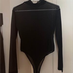 Black Sheer Long Sleeve Bodysuit